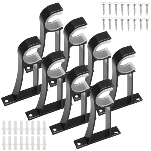 suiwotin Gardinenstangenhalterungen für Wand, Gardinenstangenhalter für 2,5 cm Gardinenstange, robuste Stangenhalterungen für Wohnzimmer, Schlafzimmer, Vorhänge, Schwarz, 8 Stück von suiwotin