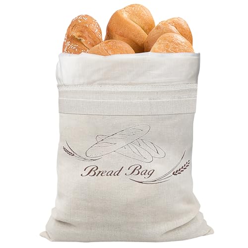 sukevitor Brotbeutel Leinen mit TPU-Futter, Groß Brotbeutel Aufbewahrung Frischhalten 36x51cm Leinenbeutel Brotsack Brötchenbeutel Mit Kordelzug für die Brot Aufbewahrung von sukevitor