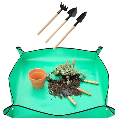 Pflanzmatte wasserdichte Pflanzen Umtopfmatte, Gartenmatte Pflanzunterlage, 100 * 100cm Pflanzmatte für Setzling Sukkulenten im Innenbereich,Tragbare Gartenmatte Umpflanzen Gartenarbeitsmatte, Grün von sukevitor