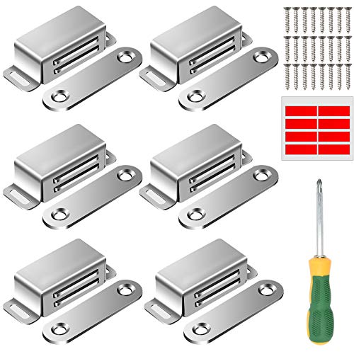 Magnetschnäpper Schranktür Magnet,6 Stück Ultra Dünn Schublade Magnet Türschließer mit Schrauben & Schraubendreher, Tür Magnetverschluss Magneten für Küchenschrank Tür von sukudon