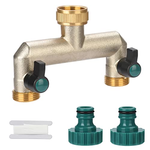 Verteiler mit Wasserhahn (2-Wege-Verteiler mit 3/4" Wasserhahn) 2-Wege-Verteiler aus Messing, Wasserverteiler an Wasserhahn von sukudon