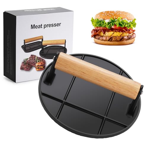 sukudon BurgerPress,5.5 Inch Round Stainless Steel Burger Smasher，Burgerpresse Edelstahl für Profi-Hamburger with Heat-Resistant Handle，Easy to Clean von sukudon