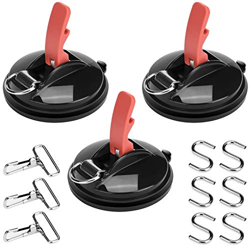 sukudon Saugnäpfe mit Mehrzweckhaken,Saugnapf Haken - Saugnapfset, 3 Stück Saugnapf mit 6 S-Haken, 3D-Ring-Clip Multifunktionaler Saugnapf, Starke Saughaken für Camping, Auto von sukudon