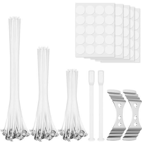 Sularpek Kerzendochte Set, 100 Stück Kerzendochte für Kerzen, Kerzen Docht Set Mit Dochthalter, Rauchfrei Kerzendochte, Dochte für Kerzen Gießen, Für DIY Kerzen Selber Machen Aromatherapie(10/15/20cm von sularpek