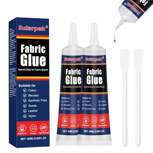 Sularpek 120 ml Textilkleber, Stoffkleber Textilkleber, Sekundenkleber, Waschmaschinenfest, Klarer Stoffkleber für Stoffe, Polster, Bekleidung und Filz von sularpek