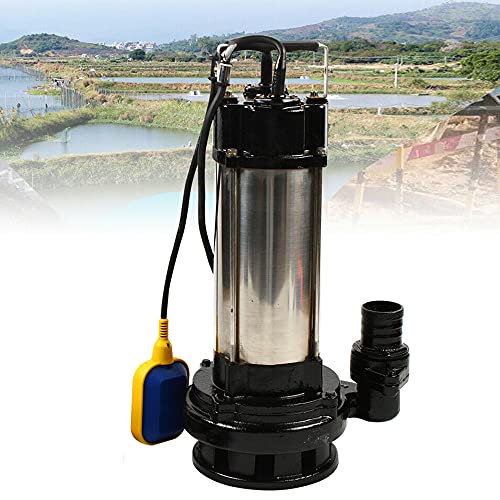 sulckcys 2 PS Edelstahl Schmutzwasserpumpe 1500W 220V Schmutzwasser Tauchpumpe 36000 L/H Förderleistung Tauchpumpe für Gebäude, Familie, Garten von sulckcys