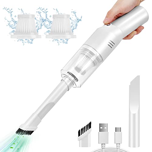 suloea Handstaubsauger Auto Handstaubsauger Kabellos,Akku Auto Staubsauger Stark USB-C Aufladbar,Tragbar Kleiner Handsauger,Mini Staubsauger für Auto Innenraum,White von suloea
