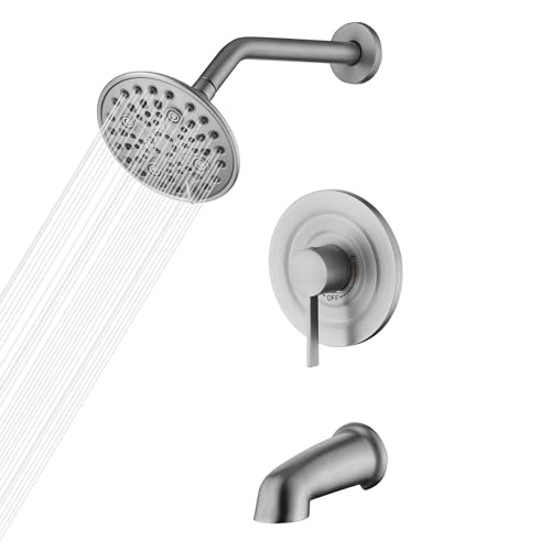 sumerain Badewannen- und Duscharmatur-Set aus gebürstetem Nickel mit Wannenauslauf, 6 Sprühstrahlen, Duschventil im Lieferumfang enthalten sumerain Badewannen- und Duscharmatur-Set aus gebürstetem Nickel mit Wannenauslauf, 6 Sprühstrahlen, Duschventil im Lieferumfang enthalten von sumerain