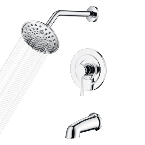 sumerain Wannen- und Duscharmatur-Set mit 6 Einstellungen, modernes Wand-Wannen-Duschsystem mit Ventil und Verkleidungsset, Chrom sumerain Wannen- und Duscharmatur-Set mit 6 Einstellungen, modernes Wand-Wannen-Duschsystem mit Ventil und Verkleidungsset, Chrom von sumerain