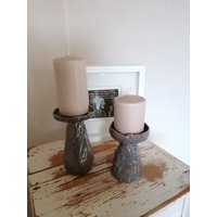 2Er - Set Kerzenhalter Für Stumpenkerzen, Handgemacht, Keramik, Unikate, Kerzenleuchter von summerhousekeramik