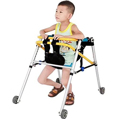 summerr Gehhilfe FüR Behinderte, Klappbarer Kinder-Rehabilitations-Rollator-Walker-Antrieb, Aluminiumlegierung 4 Räder Kindermobilitäts-Gehhilfen mit Sitz (Size : B) von Niceter