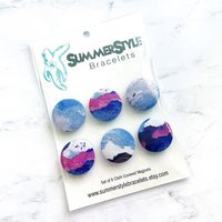 Set Von 6 Cool Clouds Magneten, Stoffknopf Magnet, Büro Dekor, Kühlschrankmagnete, Summerstyle Armbänder von summerstylebracelets