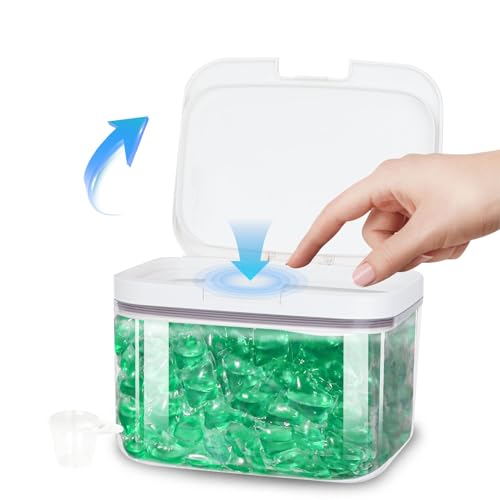 sunal Waschmittel Aufbewahrung 2.8L,Waschpulverbehälter mit luftdichtem Deckel,Mehrzweck-Waschmittelbox, verwendbar für Katzenfutter, Hundefutter-Aufbewahrungsbox,Transparent von sunal