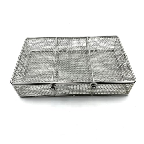 Desinfektionskorb aus Edelstahl 304, wiederverwendbarer Sterilisationskorb für Instrumententabletts mit Verschlussdeckel, für chirurgische, industrielle und zahnmedizinische Instrumente(30x30x10CM) von sunbiaouk
