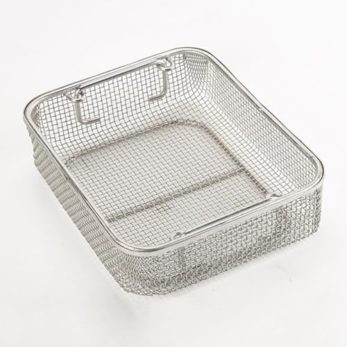 Medizinischer Gitterkorb aus Edelstahl 304, Instrumenten-Sterilisationstablettbox mit Griffdesign, wiederverwendbar, für chirurgische medizinische Zahninstrumente(30 * 20 * 7cm) von sunbiaouk