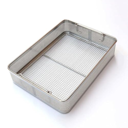 Sterilisationstablett für Instrumenten und perforierte Körbe aus Netzmaterial, mit Griffdesign, Ladekorb für chirurgische Instrumente(48 * 25 * 7CM) von sunbiaouk