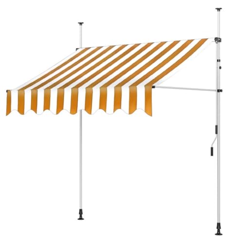 sunbiaouk Einziehbare Terrassenmarkise für den Außenbereich, verstellbare Pergola-Sonnenschutzabdeckung, Winkel- und höhenverstellbar, Gartenschutzdach mit Handkurbel, kein Bohren(B,6.6ftx3.9ft) von sunbiaouk
