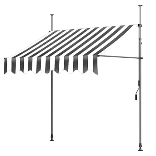 sunbiaouk Einziehbare Terrassenmarkise für den Außenbereich, verstellbare Pergola-Sonnenschutzabdeckung, Winkel- und höhenverstellbar, Gartenschutzdach mit Handkurbel, kein Bohren(D,6.6ftx3.9ft) von sunbiaouk