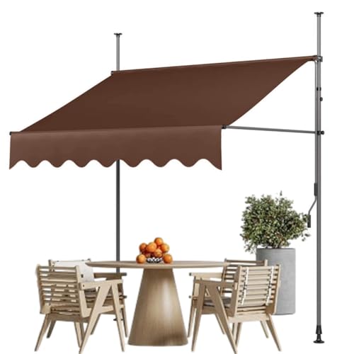 sunbiaouk Gartenschutzdach mit Handkurbel, manuell einziehbare Markise, verstellbare Balkonmarkise, Fenstermarkise für Hinterhof, Garten, Balkon(Brown,13.1ftx3.9ft) von sunbiaouk