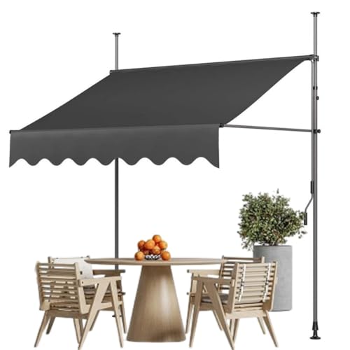sunbiaouk Gartenschutzdach mit Handkurbel, manuell einziehbare Markise, verstellbare Balkonmarkise, Fenstermarkise für Hinterhof, Garten, Balkon(Dark Gray,9.8ftx3.9ft) von sunbiaouk