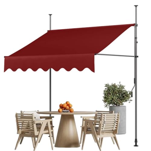 sunbiaouk Gartenschutzdach mit Handkurbel, manuell einziehbare Markise, verstellbare Balkonmarkise, Fenstermarkise für Hinterhof, Garten, Balkon(Red,13.1ftx3.9ft) von sunbiaouk