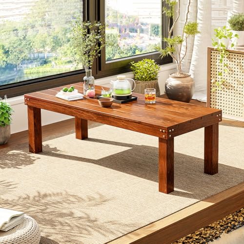 sunbiaouk Japanischer Bodensitztisch, moderner Tatami-Couchtisch, niedriger japanischer Tisch aus massivem Holz, für die Terrasse des Wohnzimmers im Home Office(120 * 60 * 30CM) von sunbiaouk