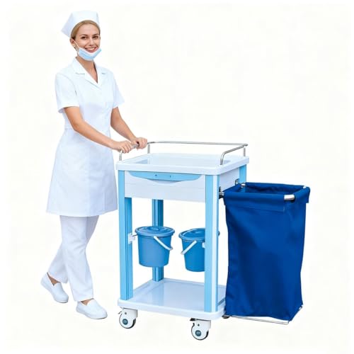 sunbiaouk Medizinischer Rollwagen mit Rädern, Schränke für medizinische Geräte, Laborwagen, leise Rollen, Mülleimer, für das Zuhause von Krankenhäusern und Zahnkliniken(B) von sunbiaouk