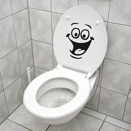 Witziger WC-Aufkleber mit Smiley-Gesicht, für Badezimmer, Küche, als Wandaufkleber, zur Raumdekoration, PVC, einfarbig, Einheitsgröße von sundatebe