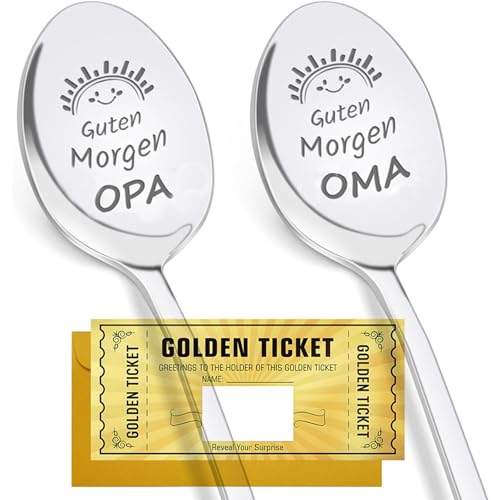 2 Stück Kaffeelöffel mit Gravur, goldenes Kratzkarten, für die besten Oma und Opa – Geburtstag, Ostern, Weihnachten, 19 cm 2 Stück Kaffeelöffel mit Gravur, goldenes Kratzkarten, für die besten Oma und Opa – Geburtstag, Ostern, Weihnachten, 19 cm von sundrerfect