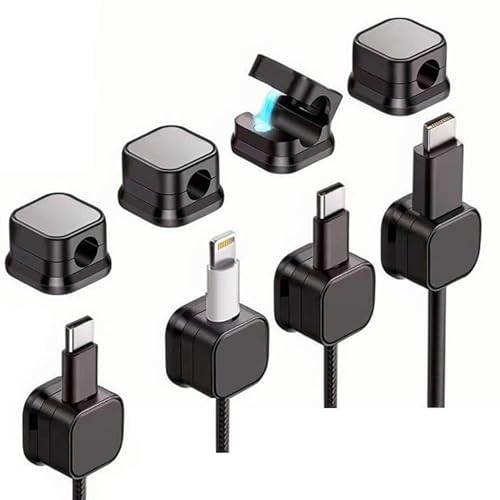 8er Set Magnetische Kabelhalter mit Selbstklebendem Band – Starke Kabelclips für Schreibtisch, Nachttisch, Auto – USB, Ladekabel, Audiokabel Organizer von sundrerfect