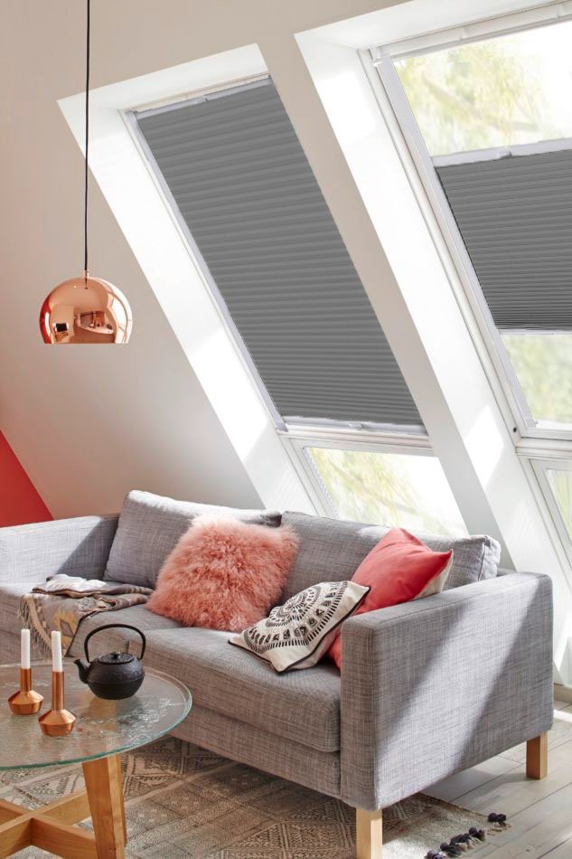 Dachfensterplissee StartUp Style Honeycomb VD, sunlines, abdunkelnd, verspannt, verschraubt, mit Führungsschienen von sunlines