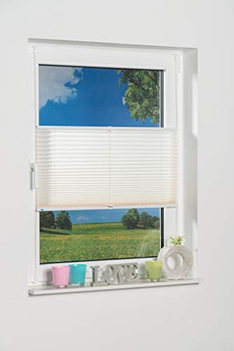 K-home 422148-2 Klemmfix-Plissee 50 x 130 cm (B x L) Creme Lichtschutz +++ Moderne Crushed Optik +++ von sunlines