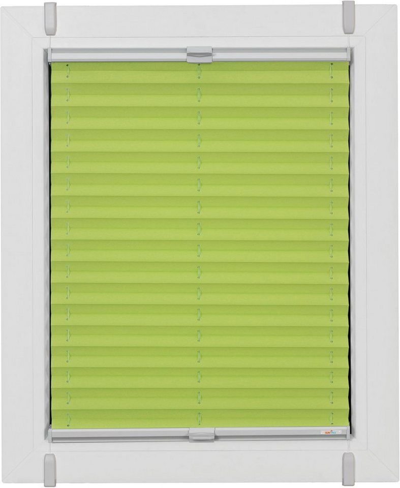 sunlines Plissee One Size Style Crepe, blickdicht, ohne Bohren, verspannt, Klemmfix, Zubehörfarbe grau, zum Klemmen von sunlines
