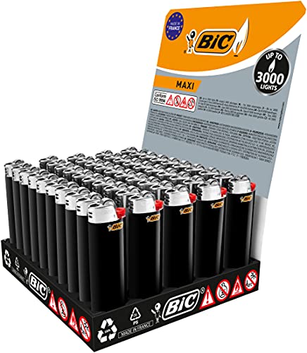 BIC Maxi Reibrad Feuerzeuge Schwarz 50 Stück (BIC Maxi J26) von sunmondo