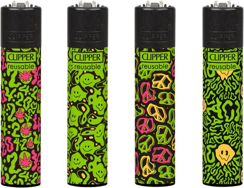 Clipper Feuerzeug 4er Set: (Acid Pattern) von sunmondo