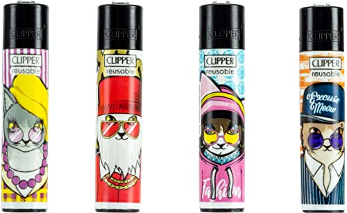 Clipper Feuerzeug 4er Set: (Excuse Meow) von sunmondo