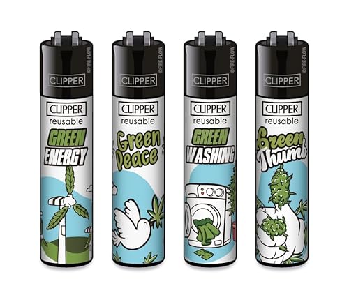 Clipper Feuerzeug 4er Set: (Large Green) von sunmondo