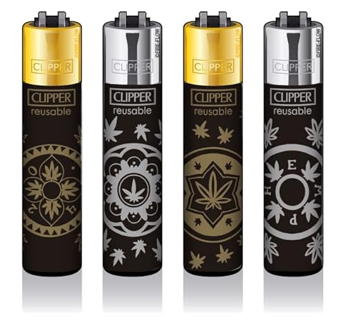 Clipper Feuerzeug 4er Set: (Money Hemp) von sunmondo