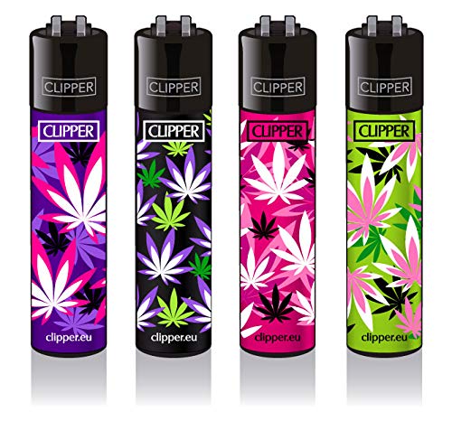 Clipper Feuerzeug 4er Set: (Pink Leaves) von sunmondo