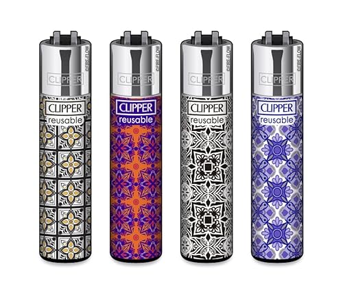 Clipper Feuerzeug 4er Set: (Posh Pattern) von sunmondo