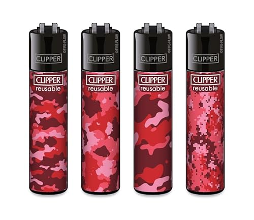 Clipper Feuerzeug 4er Set: (Red Camouflage) von sunmondo