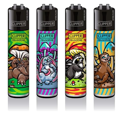 Clipper Feuerzeug 4er Set: (Shrooms #9) von sunmondo