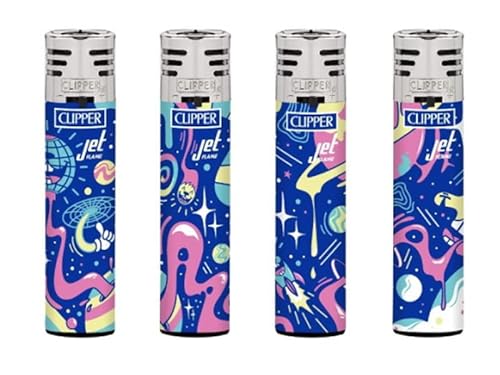 Clipper Jet-Feuerzeug 4er Set: (Jet Flame Outer Space) von sunmondo