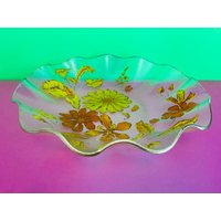 Retro Glas Bemalte Blume Gewellte Schale von sunnyandlloyd