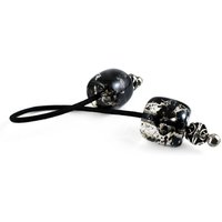 Begleri, Sorgen Perlen, Große Schwarze Klare Barrel Perlen & Silberfarbene Metallperlen von sunnybeadsbythesea