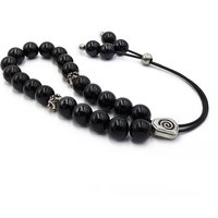 Schwarze Acryl Komboloi Sorgen Perlen, Silber Ton Detail Schwarze Acryl Komboloi Sorgen Perlen, Silber Ton Detail von sunnybeadsbythesea