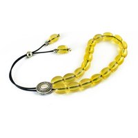 Komboloi, Worry Beads Mit Gelben Transparenten Acrylperlen Und Silberfarbener Master Bead von sunnybeadsbythesea