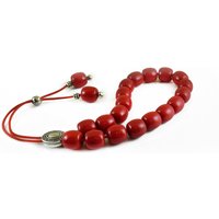 Komboloi, Worry Beads in Rot Acryl, Weihnachtsgeschenk von sunnybeadsbythesea