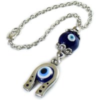 Rückfahrauto Spiegel Charm Aufhänger Ornament, Hufeisen Charme, Auge Blau Keramik Perle, Auto-Dekoration Rückfahrauto Spiegel Charm Aufhänger Ornament, Hufeisen Charme, Auge Blau Keramik Perle, Auto-Dekoration von sunnybeadsbythesea