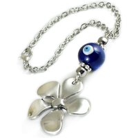 Rückspiegel Auto Spiegel Charm, Ornament, Dekoration, Blaue Keramik Böse Auge Perle, Silberfarbener Blumenanhänger Rückspiegel Auto Spiegel Charm, Ornament, Dekoration, Blaue Keramik Böse Auge Perle, Silberfarbener Blumenanhänger von sunnybeadsbythesea